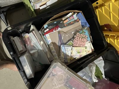 Assorted Scrapbooking & Paper Craft Supplies Lot - Paper, Stickers & Storage