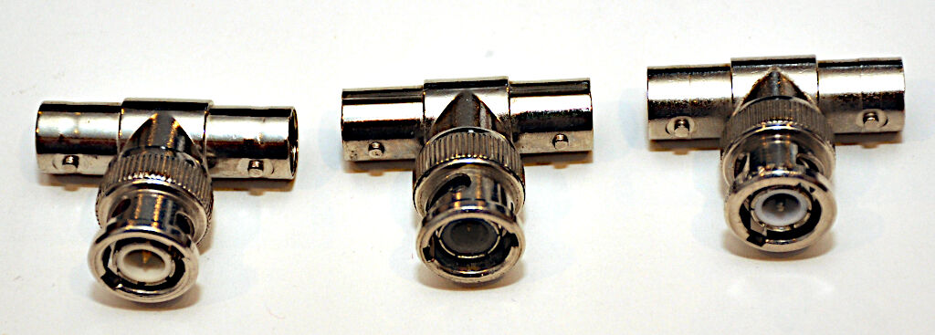 Three 10Base2 Ethernet coax BNC Tees
