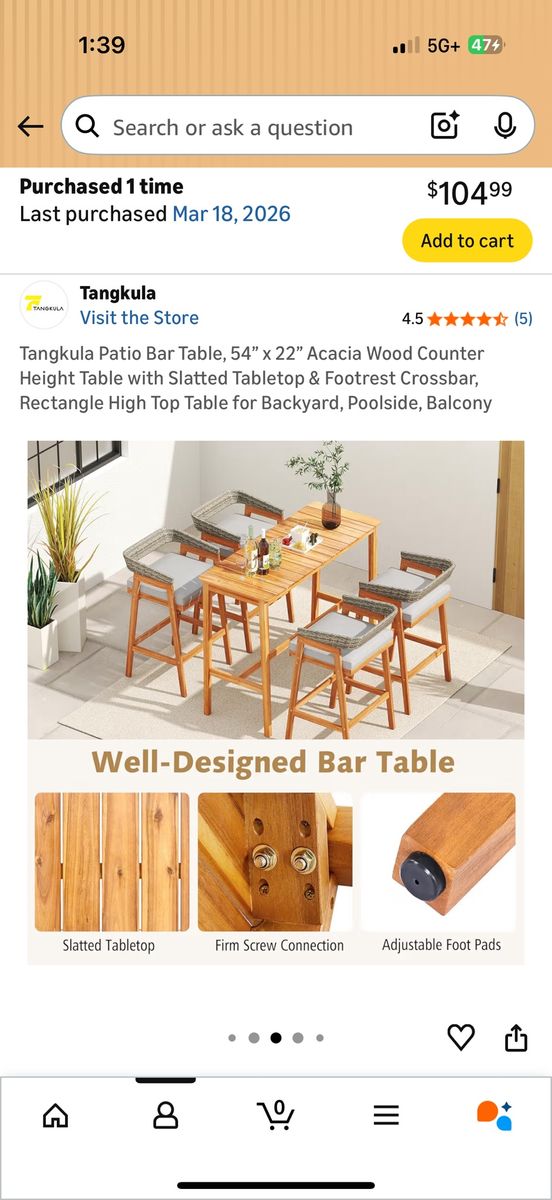 New in box 38" Height Table/Bar