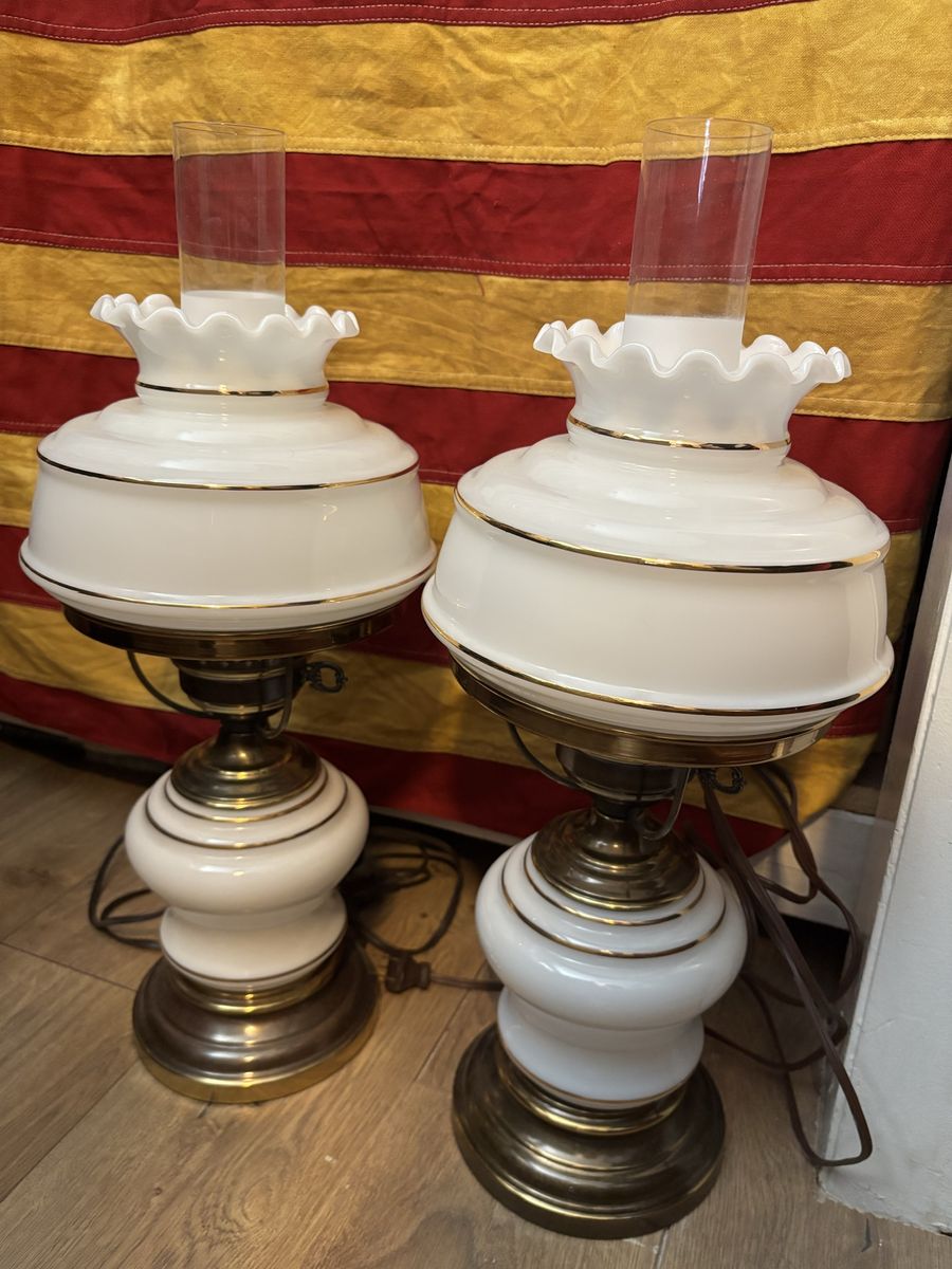 Set of vintage hurricane lamps