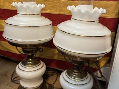 Set of vintage hurricane lamps