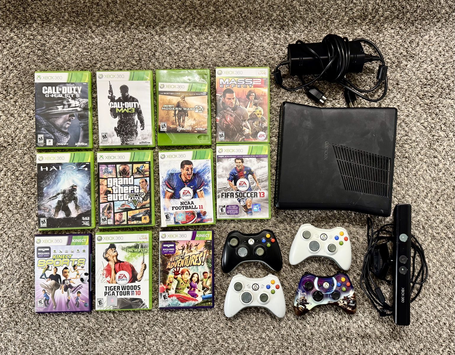 Xbox 360 Model S + Games + Controllers + Kinect