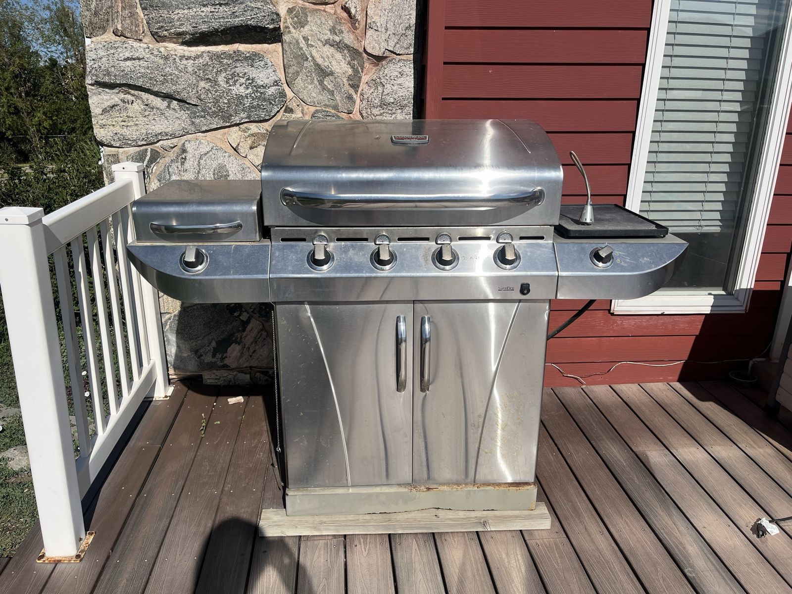 Stainless Steel Multi-Burner Gas Grill with Side Burner and Cabinet