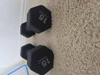 Pair of 15lb Tru Grit Hex Dumbbells