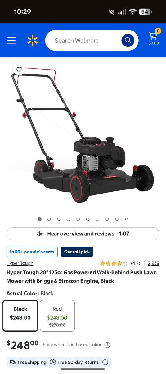 Hyper Tough 20" 125cc Gas Powered Walk-Behind Push Lawn Mower with Briggs & Stratton Engine