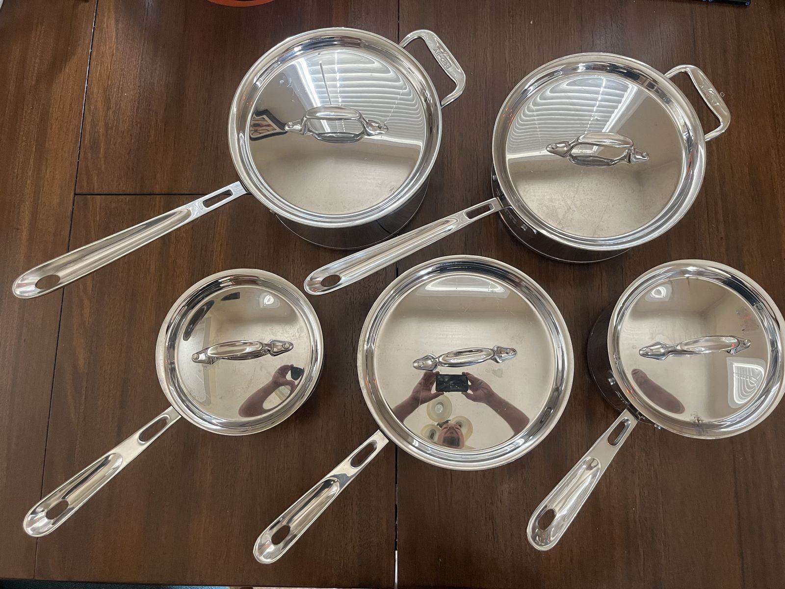 LIKE NEW - All Clad Copper Core sauce pot set w/lids - 5 piece - Chef-level cooking