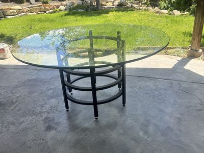 Cast Aluminum pedestal table and 2 chairs