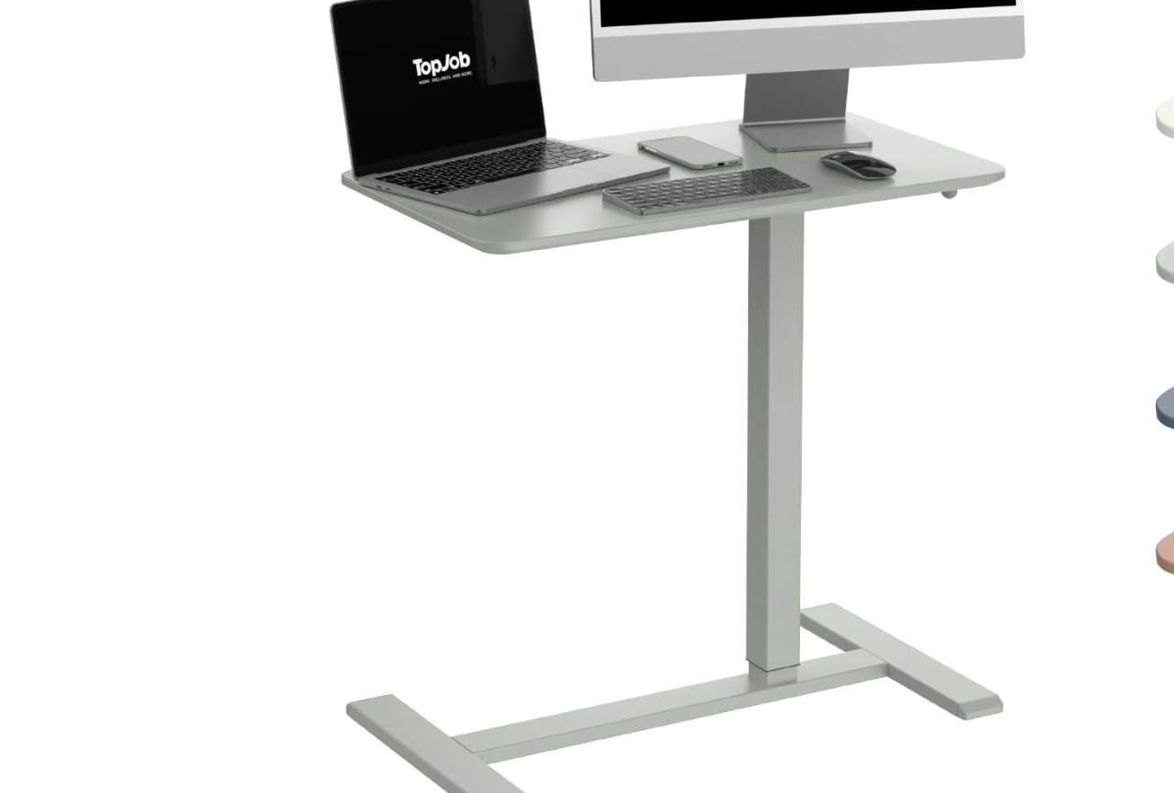 New in box, TopJob AnyDesk Nest Mobile Work Station, rolling casters mint green