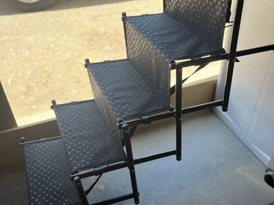 Shiva Step Folding Portable Pet Stairs - Black, Paw Print Tread, Heavy-Duty, Non-Sliprs