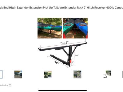 Kojem Foldable Truck Bed Hitch Extender - 2" Receiver, 400lb Capacity for Canoe, Kayak, Lumber w/ Flag