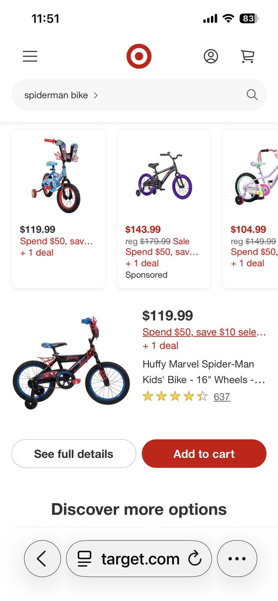 Huffy spider-man kids bike 16” Spider-Man