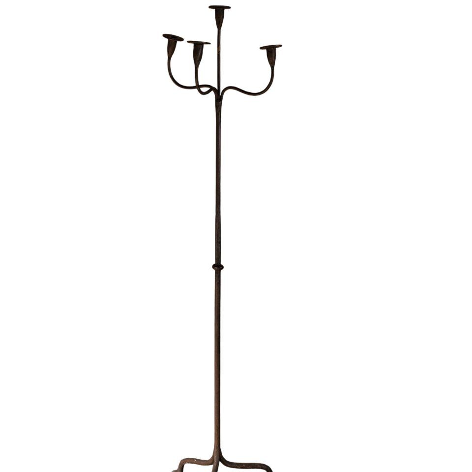 Antique Iron 4 Arm Floor Candelabra