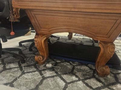 Elegant Wood Pool Table with Black Felt - Classic Design, Excellent Condition