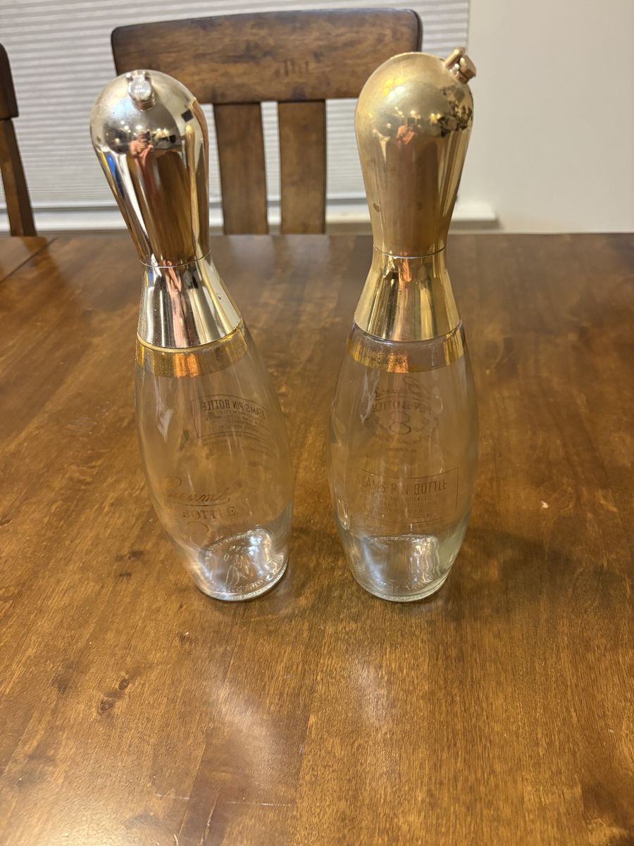 (2) Vintage Jim Beam 8 Year Pin-Bottle Decanter with Bowling Pin Top