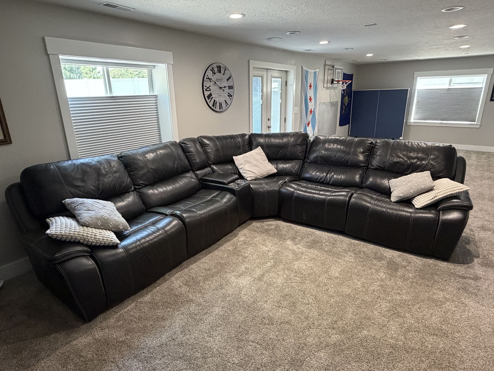 Leather Power Reclining Sectional Sofa