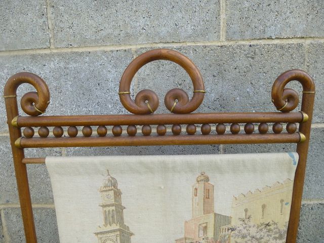 French Fireplace Screen - Oak Stick and Ball - Antique