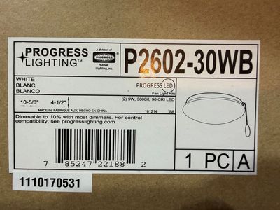 White 52" Ceiling Fan with White 10-5/8" Dimmable Light