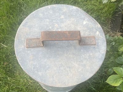 Cool Round Old Galvanized Metal Can with a Lid