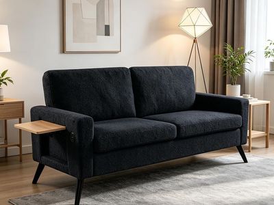 68-inch loveseat sofa, loveseat with USB ports and folding tables,