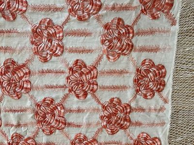 Antique Pale Pink Silk Floral Embroidered Piano Shall - 1920's