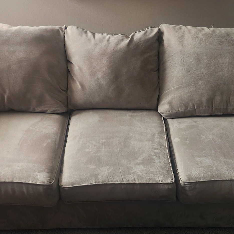 Nice Gray Fabric Couch and Loveseat - great shape