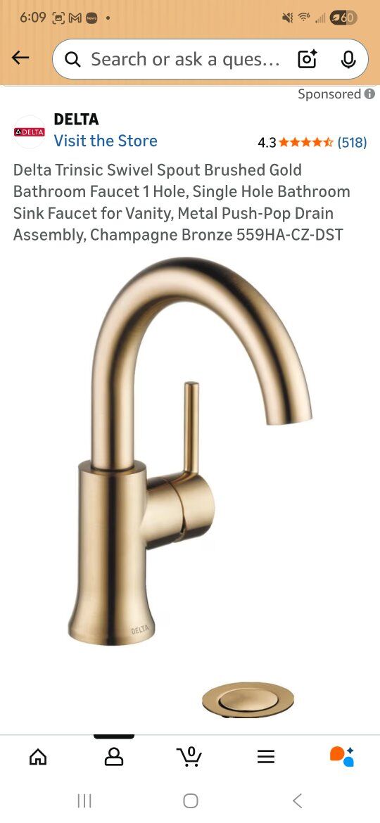 Delta Brushed Gold Bathroom Faucet