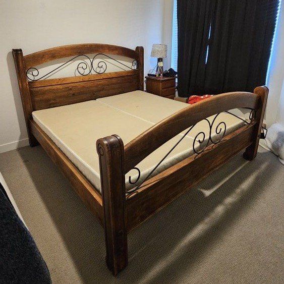 King size bed frame and box springs