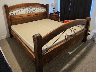 King size bed frame and box springs