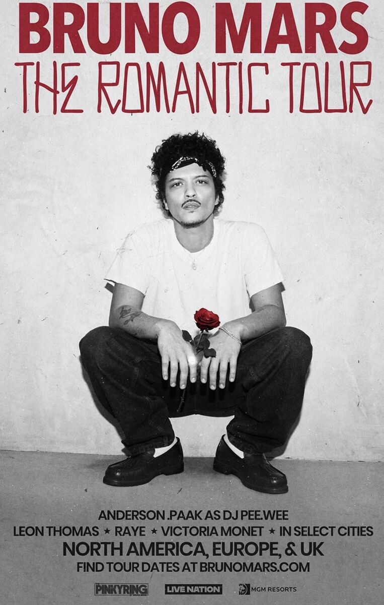 Floor tickets to Bruno Mars Romantic Tour 4/11/26