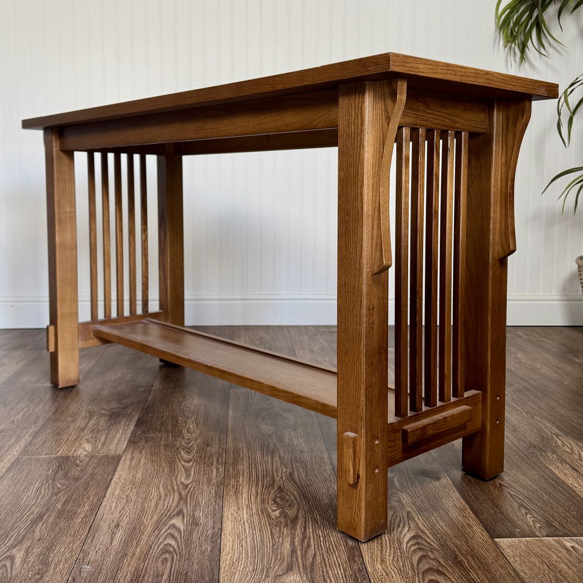 Vintage Tiger Oak Mission Hekman Console Table