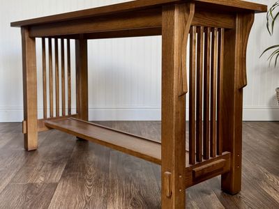 Vintage Tiger Oak Mission Hekman Console Table