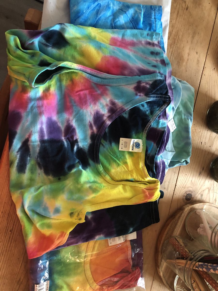 Colortone Men's Tie-Dye Shirt Lot (3 L Tank Tops, 1 XL T-Shirt) - New