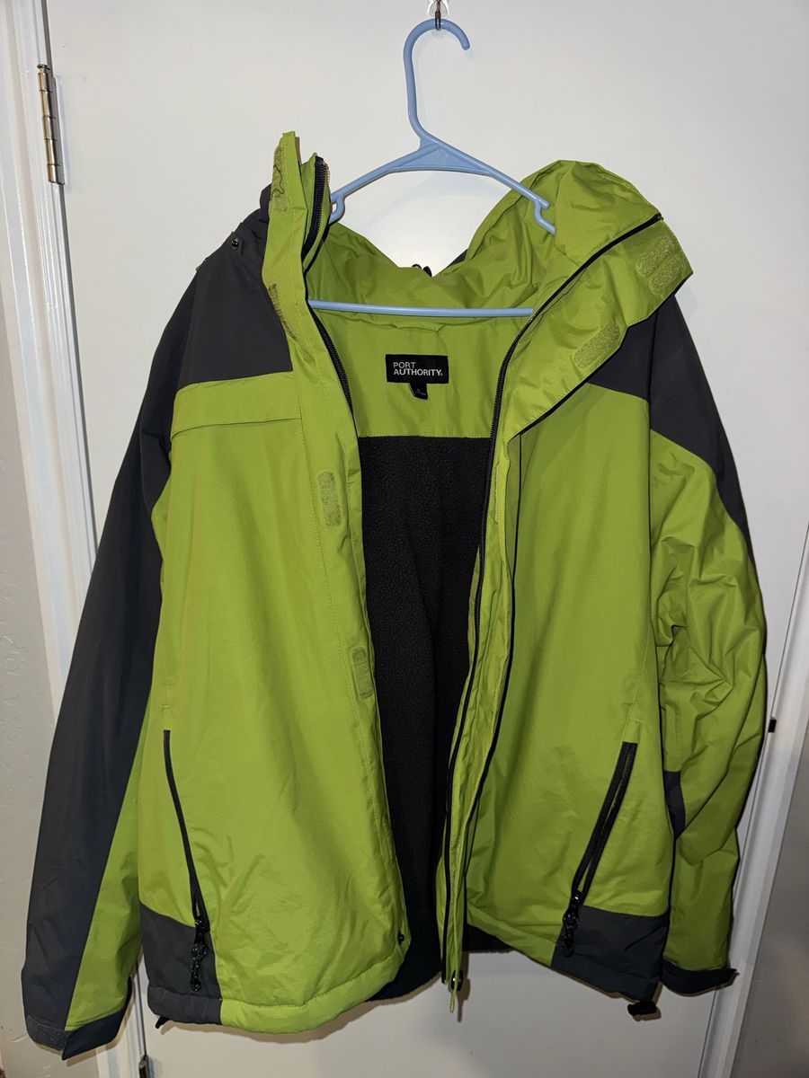 Port Authority Men's All-Season Waterproof Jacket - Lime Green & Grey (Large)
