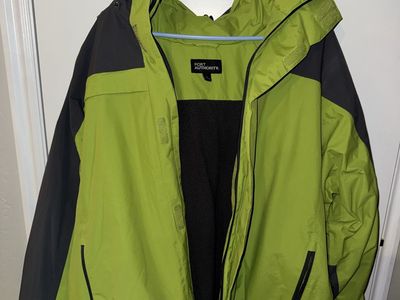 Port Authority Men's All-Season Waterproof Jacket - Lime Green & Grey (Large)