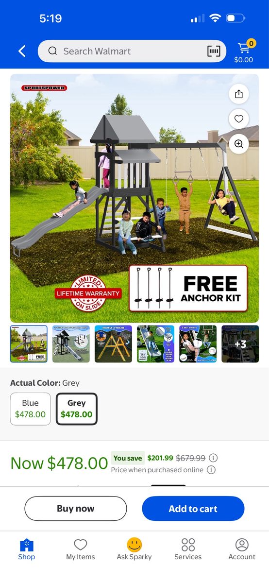 New backyard playset with slide and swings—never opened.