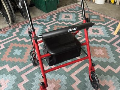 Drive Medical Rollator Walker with Seat Red
