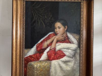 Large Framed Portrait Painting of Chinese Woman– 35” x 47”