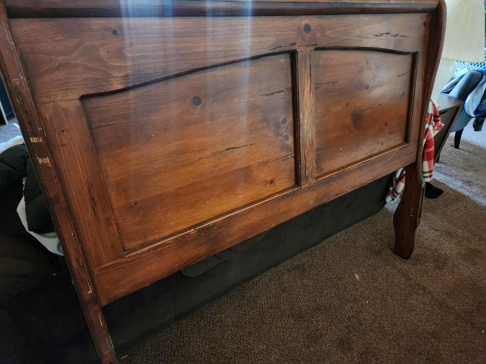Queen size worm wood bed fram