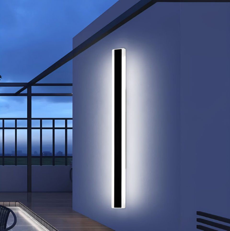57inch Exterior Wall Light Fixture, 6000K Cold White, Modern Long Outdoor Wall Sconce, IP65 Waterproof, 50W, Black Minimalist Ou