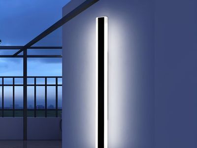 57inch Exterior Wall Light Fixture, 6000K Cold White, Modern Long Outdoor Wall Sconce, IP65 Waterproof, 50W, Black Minimalist Ou