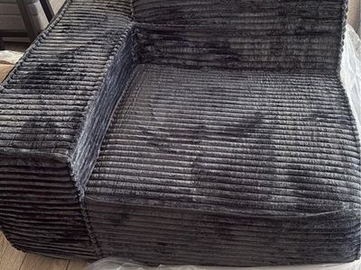 New Small Memory Foam Armless Couch - Dark Gray Corduroy Fabric