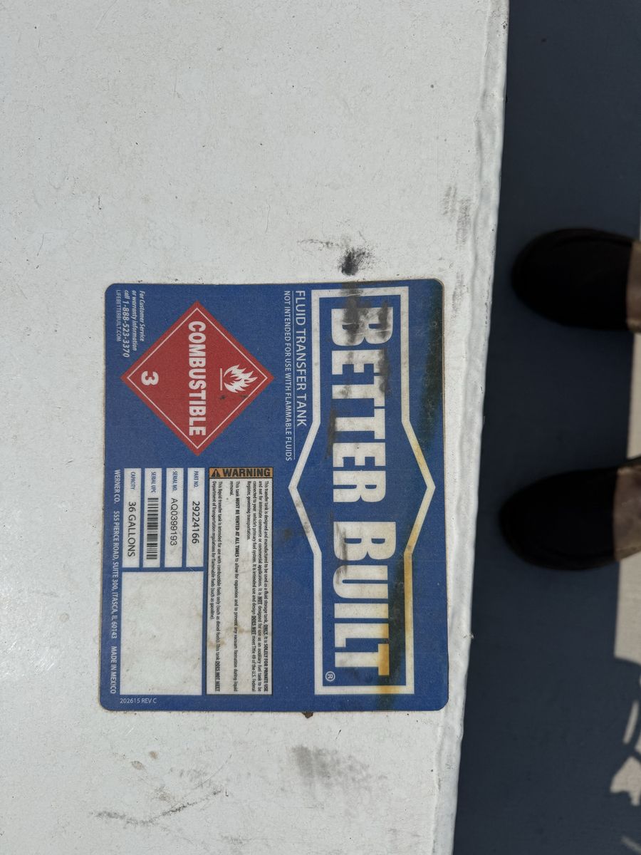 Better Built 36-Gallon Auxiliary Fluid Transfer Tank - Diesel Fuel Storage