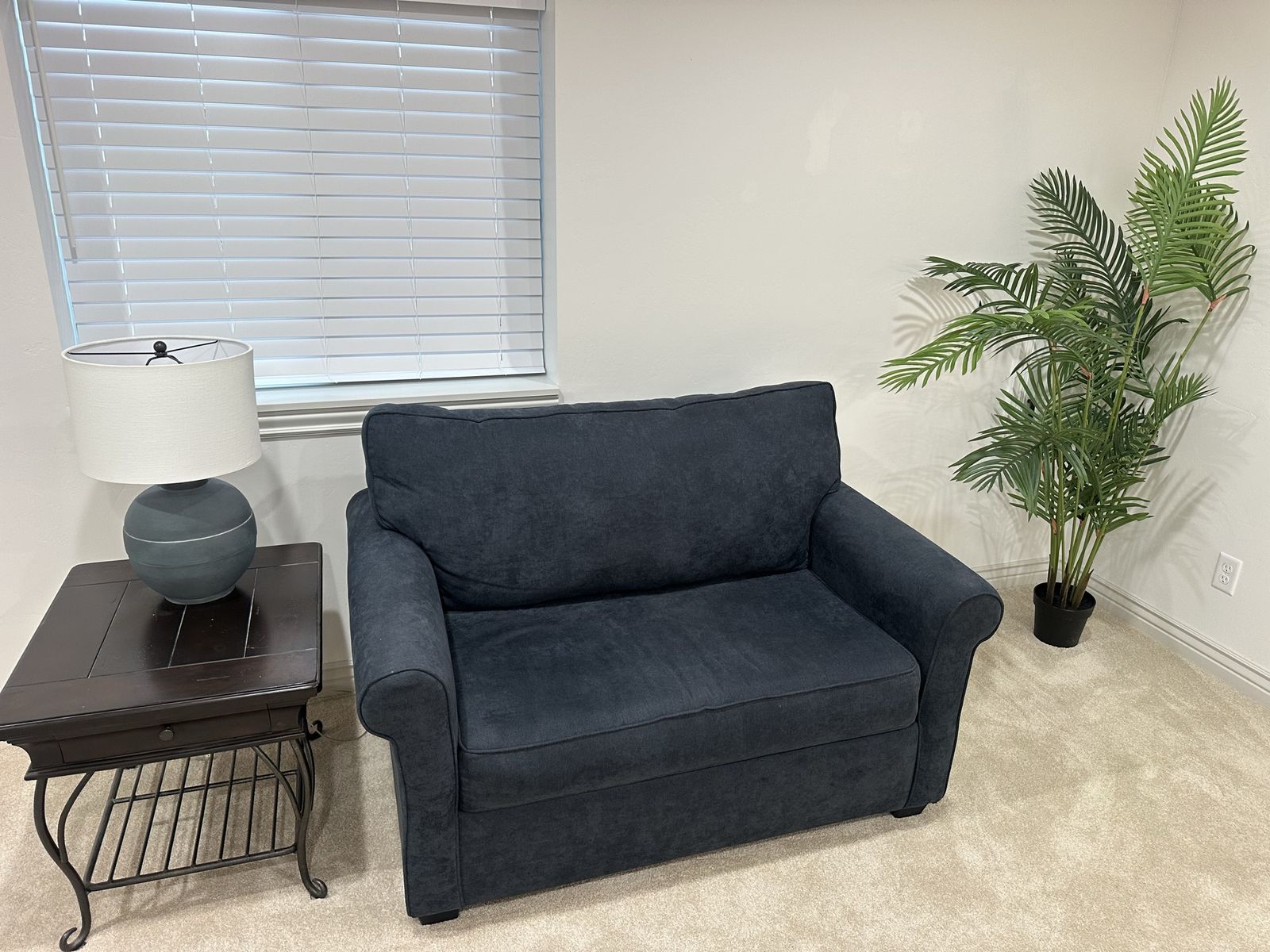 Dark Blue pull-out bed Chair / Loveseat