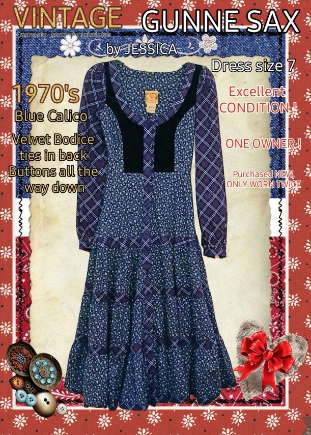 VINTAGE  1970'S GUNNE SAX DRESS SIZE 7