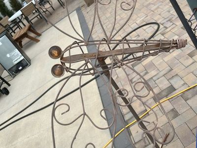Yard decoration. Dragonfly on a stake