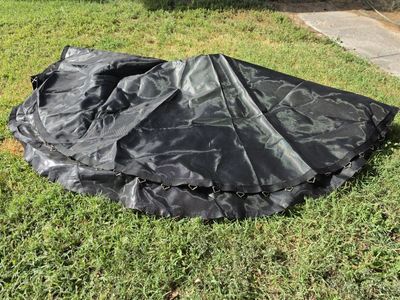 12 ft Round Black Trampoline or Mat with V-Rings