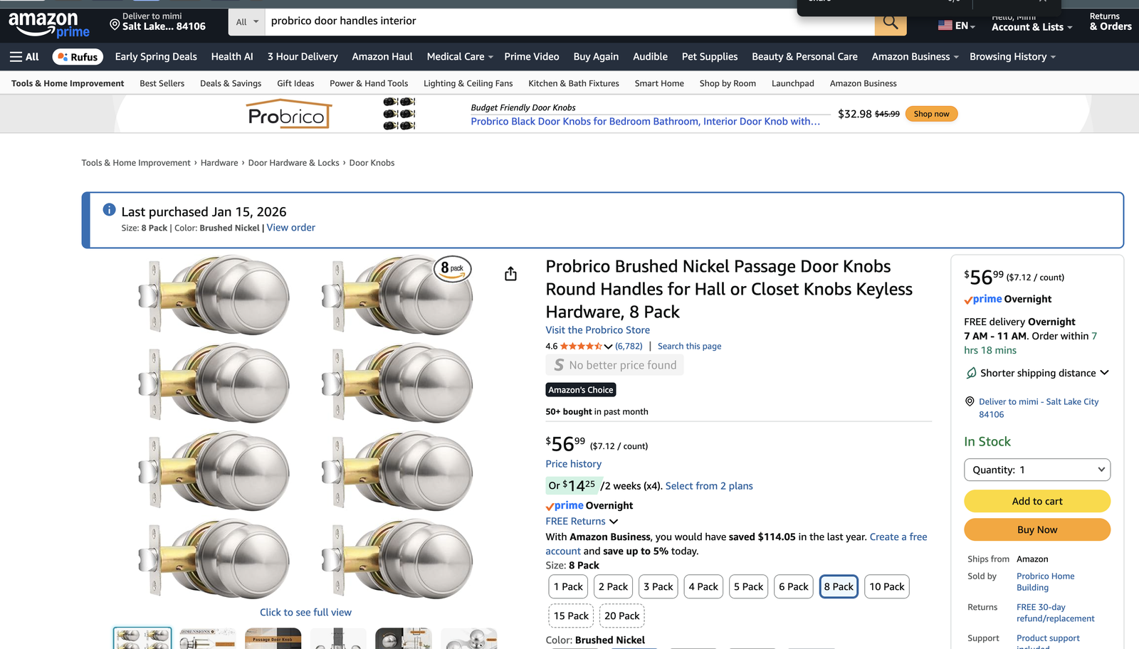 Brushed Nickel Interior Door Knobs new in box