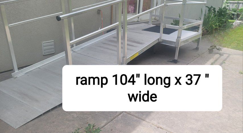 Aluminum Modular Wheelchair Ramp & Landing - 104" L x 37" W, 16" Rise, Outdoor Access