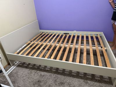 IKEA Malm Full Size Bed Frame with Luroy Slats - Light Beige Wood Finish **pickup only**
