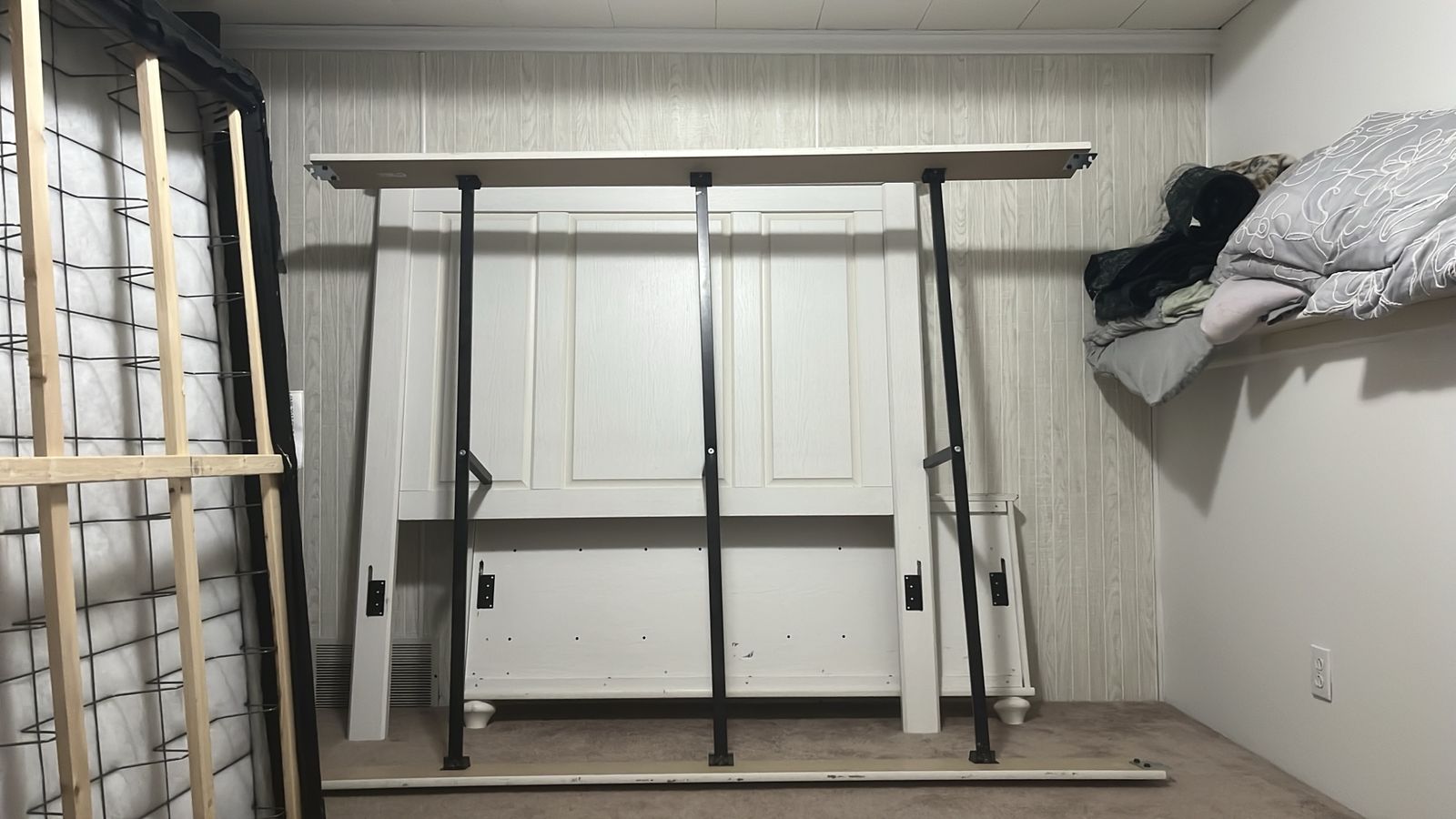 White Wooden Bed Frame with Headboard and Footboard